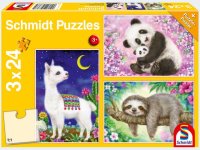 Puzzle - Panda, Faultier & Lama3x24