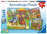 Puzzle - Ritterturnier im Mittelalter - 3 X 49 Teile Puzzles