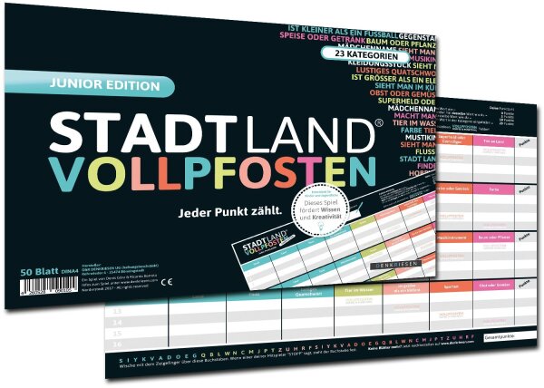 DENKRIESEN - STADT LAND VOLLPFOSTEN® - JUNIOR EDITION "Jeder Punkt zählt." - A4