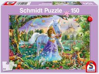 Puzzle - Prinzessin mit Einhorn und Schloss150