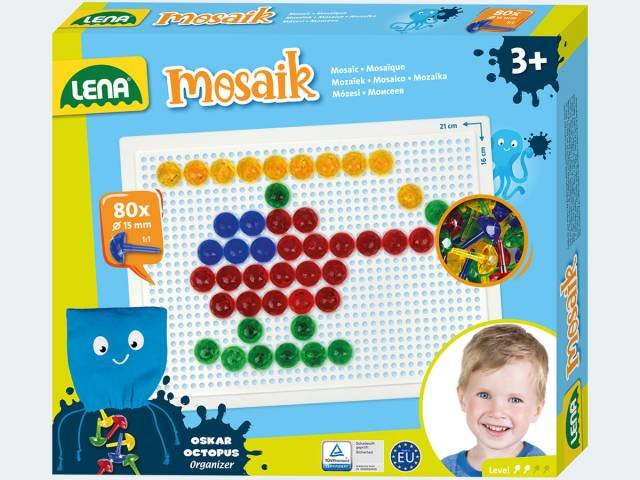 LENA Mosaik-Stecker 15 Mm – 1000 Stück In 4 Farben, Für Kinder Ab 3 Jahren