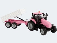 Farm Traktor m Hänger pink Rückzug Licht/Ton 25cm