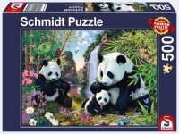 Puzzle - Pandafamilie am Wasserfall