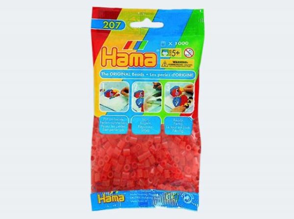 Hama 1000 Perlen rot tranparent