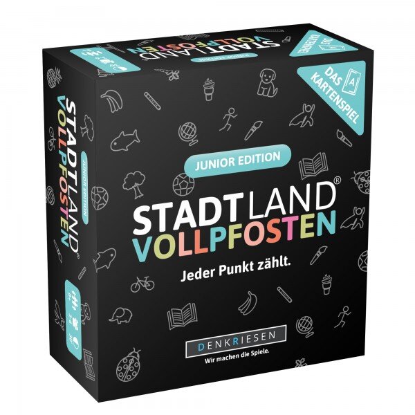 DENKRIESEN - STADT LAND VOLLPFOSTEN® – Das Kartenspiel – JUNIOR EDITION "Jeder Punkt zählt."