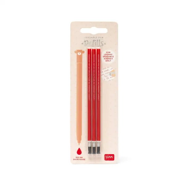 3 PCS  ERASABLE GEL PEN REFILLS - 0,7 MM - RED INK