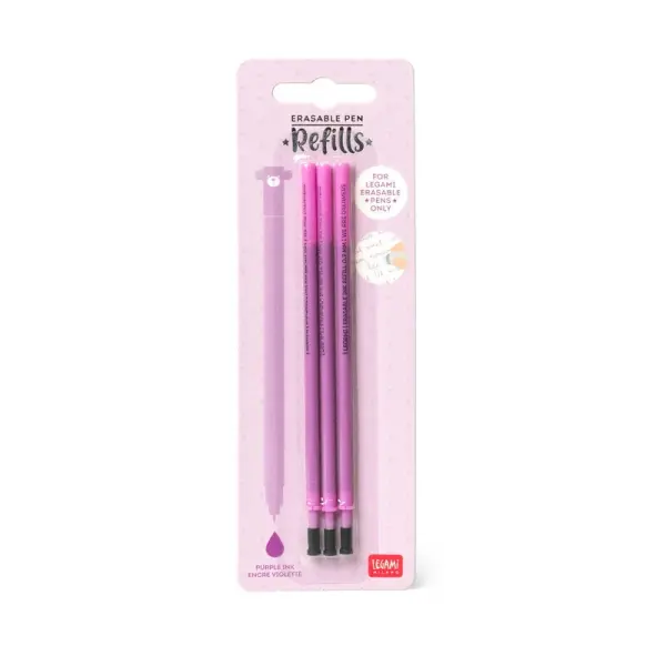3 PCS  ERASABLE GEL PEN REFILLS - 0,7 MM - PURPLE INK