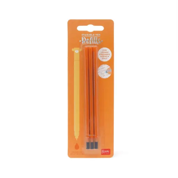 3 PCS  ERASABLE GEL PEN REFILLS - 0,7 MM - ORANGE INK