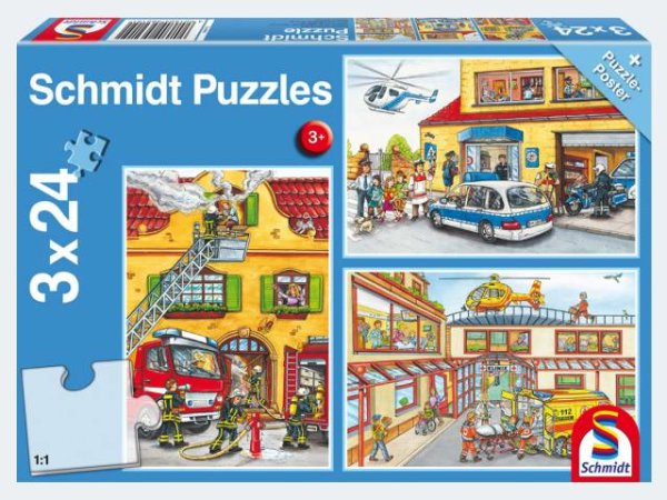 Puzzle - Feuerwehr und Polizei 3x24