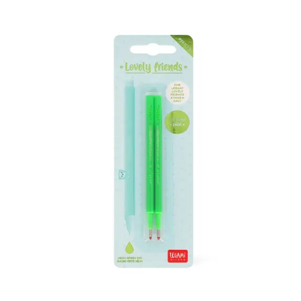 2 PCS LOVELY FRIENDS REFILL - 0,5 MM - NEON GREEN INK