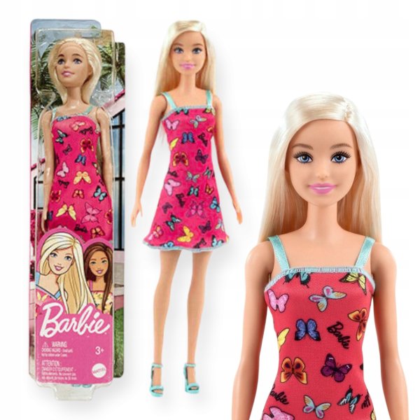 Puppe mit rosa Kleid und blonden Haaren